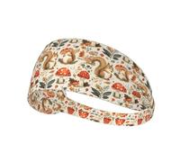 Mushroom Squirrel Cute Women Men Headband Elastic Sweat Bands Breathable Sweatband For Workout Outdoor Activities Tennis