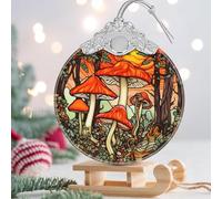 Mushroom Stained Glass Orament - Christmas Ornament - Christmas Decorations for Tree - Holiday Present ldeas (red mushroom)