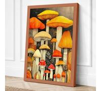 Mushroom Study Botanical Canvas Wall Art Print 24x16 Inch