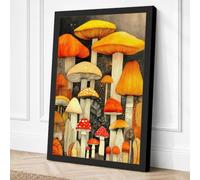 Mushroom Study Botanical Canvas Wall Art Print 24x16 Inch