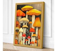 Mushroom Study Botanical Canvas Wall Art Print 36x24 Inch
