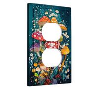 Mushroom Switch Cover Plate Colorful Woodland Mushrooms for Autumn Decoration Thermoplastic Wall Plates Standard Size Single Duplex Plug