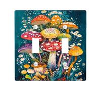 Mushroom Switch Cover Plate Colorful Woodland Mushrooms for Autumn Decoration Thermoplastic Wall Plates Double Rocker Standard Size