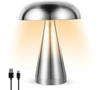 Mushroom Table Lamp, Portable Cordless LED Desk Light, Rechargeable Desk Lamp,Touch Control Night Light with 3 Color Dimming, Decorative Bedside Table Lamp for Bedroom Living Room Dining Room
