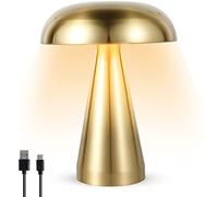 Mushroom Table Lamp, Portable Cordless LED Desk Light, Rechargeable Desk Lamp,Touch Control Night Light with 3 Color Dimming, Decorative Bedside Table Lamp for Bedroom Living Room Dining Room