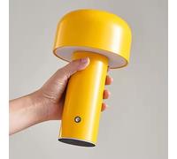 Mushroom Table Lamp Touch Dimmable - Rechargeable LED Bedside Light with 3 Color - Night Lamp for Bedroom, Desk, Coffee Shop, Dimmable Warm&White Light, Decor for Restaurant (Yellow)