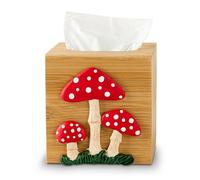 Mushroom Tissue Box Cover Square Tissue Box Holder Bamboo Tissue Box Holder Square Cube Decorative