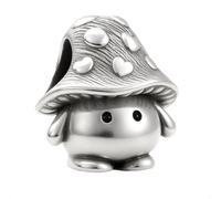 Mushroom Toadstool Charm Bead for Pandora Moments Bracelets Elegantly Plated in Fine Silver Decorated with Hearts Her Girls Women - Happy Birthday Gift Box