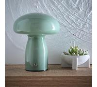 Mushroom Toadstool Glass Table Lamp in White, Duck Egg Blue, Green, Lemon, Mocha and Brown - Rechargeable Lamps (Green)