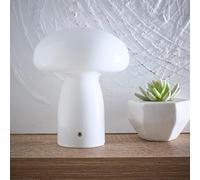 Mushroom Toadstool Glass Table Lamp in White, Duck Egg Blue, Green, Lemon, Mocha and Brown - Rechargeable Lamps (White)