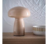 Mushroom Toadstool Glass Table Lamp in White, Duck Egg Blue, Green, Lemon, Mocha and Brown - Rechargeable Lamps (Mocha)