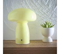 Mushroom Toadstool Glass Table Lamp in White, Duck Egg Blue, Green, Lemon, Mocha and Brown - Rechargeable Lamps (Lemon)
