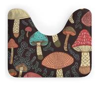 Mushroom Toilet Rugs U Shaped Washable Toilet Mats for Bathroom Non Slip Contour Bathroom Rug Soft Absorbent Microfiber Bath Mat Cute Toilet Carpet Floor Mat 20 X 16 Inches