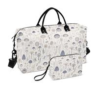 Mushroom Traditional Mexican Folk Art Motifs Style Decorative Weekender Duffel Bag Travel Tote Gym Bag with Adjustable Strap for Workout Multifunctional bolsos para