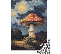 Mushroom Under Starry Night 1000-Piece Puzzle for Adults, 38x26cm/1000pcs, White Cardboard with Reduced Dust; An Unhurried Indoor Weekend Activity