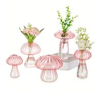 Mushroom Vase, Set of 5 Colored Glass Bud Vases, Propagation Stations, Mushroom Decoration, Small Glass Vases, Aesthetic Mushroom Planter for Hydroponics Plants,Flower,Reed Diffuser