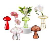 Mushroom Vase, Set of 5 Colored Glass Bud Vases, Propagation Stations Vases, Acorn Vase for Decor, Small Propagation Station, Aesthetic Mushroom Planter for Hydroponics Plants,Flower,Reed Diffuser