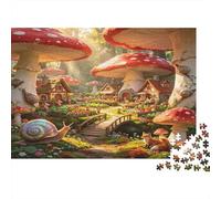 Mushroom Village 1000 Piece Jigsaw Puzzle Jigsaw Puzzle for Adults Fairy Tale Forest Puzzle Game for Family Relaxation Home Decor Gift 52x38cm/1000pcs