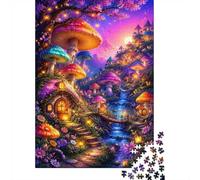 Mushroom Village 1000 Pieces Mini Jigsaw Puzzle for Adults | 52x38cm Cardboard Home Decor Smooth Surface Birthday Gift Mind Relaxation