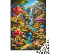 Mushroom Village 1000 Pieces Mini Jigsaw Puzzle for Adults | 70x50cm Cardboard Home Decor Smooth Surface Birthday Gift Mind Relaxation