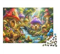 Mushroom Village 1000 Pieces Mini Jigsaw Puzzle for Adults | 70x50cm Cardboard, Living Room Decor, Durable Structure, Birthday Gift, Mind Relaxation