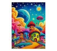 Mushroom Village Fantasy Jigsaw Puzzle, 1000 Pcs For Adults | 52x38cm Art Admirers, Birthday Gift, Cardboard, Mood Calming, Tight Puzzle Fit