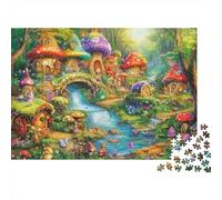 Mushroom Village Jigsaw Puzzle 1000 Piece Recyclable Fairy Tale Jigsaw Puzzles Puzzle Game Props Fun And Challenging Family Game Great Gift Idea 52x38cm/1000pcs