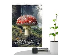Mushroom Wall Calendar 2026, 12-Month Wild Mushroom Calendar, Planner With Wild Mushrooms Pattern, Jan - Dec 2026, Wall Planner For Gym Office Home Nursery School Scheduling