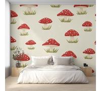Mushroom Wallpaper for Living Room, Cartoon Plant Wall Mural for Bedroom 400x280 cm, Non-Woven Photo Wallpaper, Home Decor D&O130