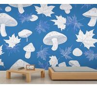 Mushroom Wallpaper Maple Leaf Girls Bedroom Wallpaper Autumn Nature Forest Leaves Wall Murals for Living Room Dark Blue Kids Wall Paper for Bedroom Living Room Mural Poster 400X280cm
