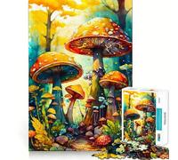 Mushroom Watercolor Art Jigsaw Puzzles for Adults1000 Pieces Intellect Toy Calming Play Quality Cut Wall Art Decor (38x52cm)