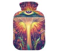 Mushroom with Eyes Psychedelic hot Water Bottles with Soft Cover, 2L hot Compress for Menstrual Cramps, Menstrual Cramps, Menstrual Cramps