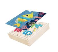 Mushroom Wooden Board Game, Insert Colorful Puzzles to Foster Your Imagination (Ocean)