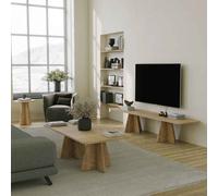 mushroom wooden living room set in sapphire oak