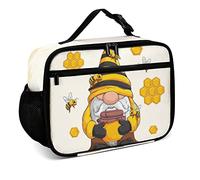 Mushroom068 Cute Beekeeper Gnome Reusable Lunch Box Insulated Lunch Bag Cooler Bag Lunchbox Meal Food Container Tote Bag for Women Kids Girls Boy School Camping Hiking Picnic Beach Travel