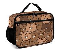 Mushroom068 Cute Teddy Bear Reusable Lunch Box Insulated Lunch Bag Cooler Bag Lunchbox Meal Food Container Tote Bag for Women Kids Girls Boy School Camping Hiking Picnic Beach Travel