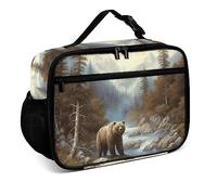 Mushroom068 Grizzly Bear Reusable Lunch Box Insulated Lunch Bag Cooler Bag Lunchbox Meal Food Container Tote Bag for Women Kids Girls Boy School Camping Hiking Picnic Beach Travel