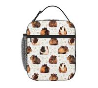 Mushroom068 Guinea Pigs Lunch Bag Double Insulated Water-Resistant Zippered Pockets Water Bottle Holder