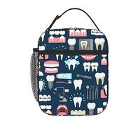 Mushroom068 Lunch Bag Teeth Dental Seamless Pattern Insulated Lunch Box for Work Adult Cooler Bag Lunch Tote Bag Reusable Office Picnic Beach Adjustable Shoulder Strap