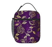 Mushroom068 Lunch Box Insulated Lunch Bag Small Lunch Bag Reusable Adults Tote Bag Lunch Box for Adult Men Women (AAAAAAd Rose Floral Flower Purple)