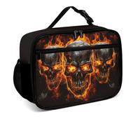 Mushroom068 Metal Fire Skulls Reusable Lunch Box Insulated Lunch Bag Cooler Bag Lunchbox Meal Food Container Tote Bag for Women Kids Girls Boy School Camping Hiking Picnic Beach Travel