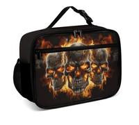 Mushroom068 Metal Vampire Skulls Reusable Lunch Box Insulated Lunch Bag Cooler Bag Lunchbox Meal Food Container Tote Bag for Women Kids Girls Boy School Camping Hiking Picnic Beach Travel