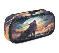 Mushroom068 Pencil Case for Girls Boys Galaxy Night Wolf Pencil Pouch Kids Teen Pencil Bags Zipper PU Leather Pencil Organizer School Pencil Box Marker Case Organizer