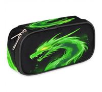 Mushroom068 Pencil Case for Girls Boys Green Dragon Animal Pencil Pouch Kids Teen Pencil Bags Zipper PU Leather Pencil Organizer School Pencil Box Marker Case Organizer