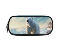 Mushroom068 Polar Bear Girls Boys Pencil Pen Case Portable Pencil Box for Desk Organizer Teenagers Pencil Pouch Large Capacity Pencil Holder with Zipper Closure