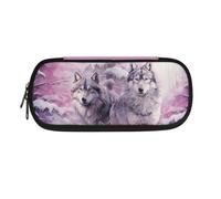 Mushroom068 Wolf Family Boys Girls Pencil Case Portable Pen Pouch Bag Zipper Pencil Box Portable Pencil Pouch Large Capacity Pencil Holder for Desk Organizer