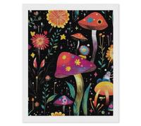 Mushrooms and Flowers Diamond DIY Painting Kits Square Full Drill Digital Art Craft for Home Office Wall Decor 16"x20"