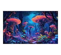 Mushrooms Aquarium Background Fantasy Bright Flowers Butterflies Fish Tank Backdrop Decoration Poster Trippy Wonderland Landscape with Giant Mystical Mushrooms Terrarium Background Decor 48x18in