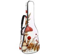 Mushrooms Fern and Berries Guitar Bag, Padded Acoustic Guitar Case Backpack with Adjustable Shoulder Strap Pockets