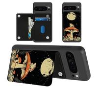 Mushrooms Frog Moon for Google Pixel 10 Pro XL Wallet Case with Card Holder, RFID Blocking Flip Soft PU Leather Kickstand Magnetic Closure Slim Purse Phone Case for Google Pixel 10 Pro XL